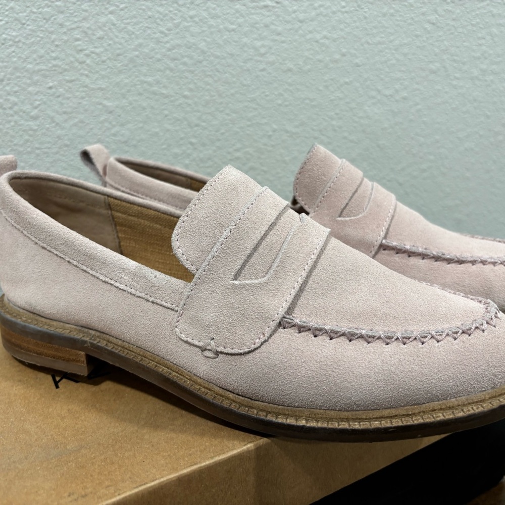 Kelsi Dagger Suede Penny Loafers in Blush Pink